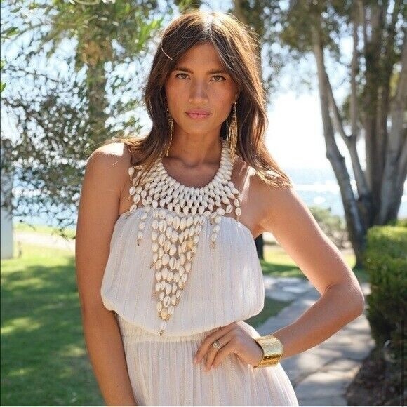 Ramy Brook NWT Viola Shell Bib Swim Cover-Up White Dress Size M - Picture 15 of 15